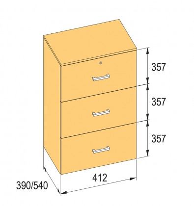 K-BBP R3 típusú irattartó szekrény belső szélességéhez 412 mm / 390 mm, magasság