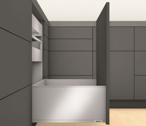K-BLUM Legrabox F 500 mm/40 kg,fekete,csavar+csúszásgátló betét Kristall 60 (522