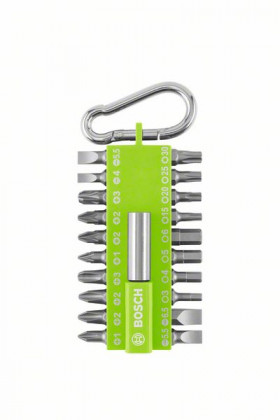BOSCH 2607012002 Karabíneres csavarhúzó készlet (világoszöld), 21 db