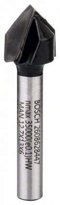 BOSCH 2608628447 Drážkovací fréza tvaru V/6 mm/D1 12,7 mm/L 12,7 mm/G 45 mm/90°