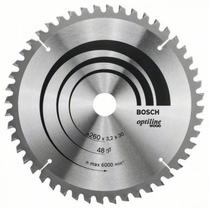 BOSCH 2608641202 Pilový kotouč Optiline Wood 260 x 30 x 3,2 mm, 48