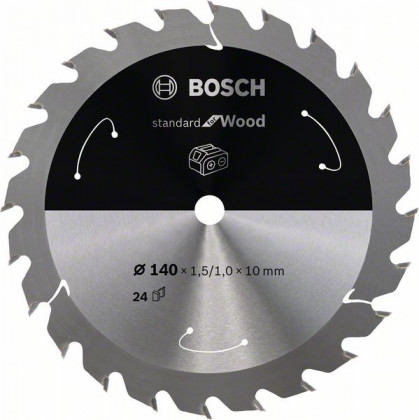 BOSCH 2608837669 Pilový kotouč Standard for Wood pro AKU pily 140×1,5×10mm, 24