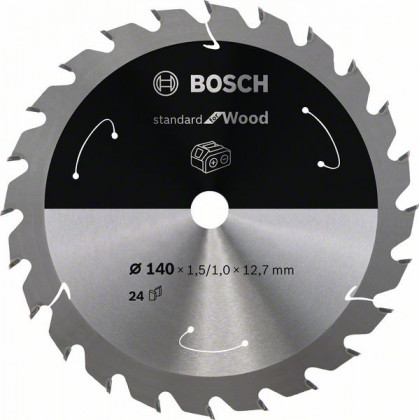 BOSCH 2608837670 Pilový kotouč Standard for Wood pro AKU pily 140×1,5×12,7mm, 24