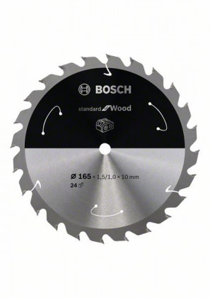 BOSCH 2608837679 Pilový kotouč Standard for Wood pro AKU pily 165×1,5×10mm, 24