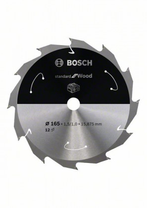 BOSCH 2608837680 Pilový kotouč Standard for Wood pro AKU p. 165×1,5×15,875mm, 12