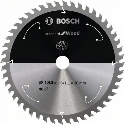 BOSCH 2608837703 Pilový kotouč Standard for Wood pro AKU pily 184×1,6×20mm, 48