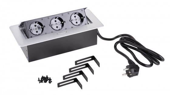 StrongPower Elektromos dugaszoló aljzat 3x 230V, Schuko, Ezüst