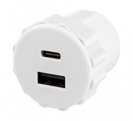 StrongPower USB töltő, 2 x töltő kimenet, 35 mm átmérőjű, fehér