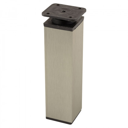 StrongLegs bútor láb FA009, 150Rmm, nemesacél imitáció/fekete műanyag