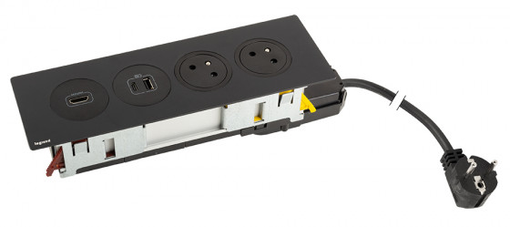 K- LEGRAND Disq´In 2x 230V + 1x USB A/C, HDMI, černá/černá