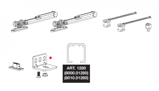 TERNO Step sada kování pro posuvné dveře 30-80kg,2x tlumič,lišta 1500mm,příchyty