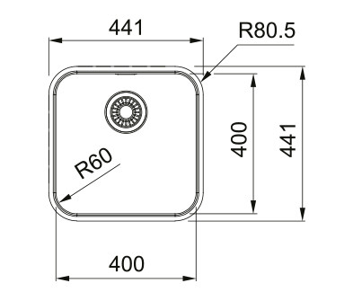 FRANKE Mosogató SRX 210/610-40 441 x 441 rozsdamentes acél
