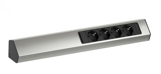 BACHMANN 932.004 Casia 2, 4x230V,  rozsdamentes acél utánzat schuko