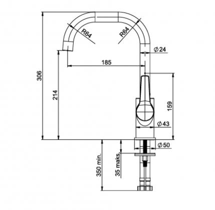 StrongSinks S3 Csaptelep Garonne U-alakú, króm