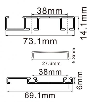 StrongLine Piato felső és alsó vezetés, takaróprofil 3 m, ezüst eloxált