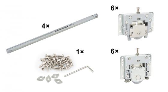 StrongLine Piato vasalatkészlet tolóajtókhoz, 3 szárny, 50 kg, csillapítással