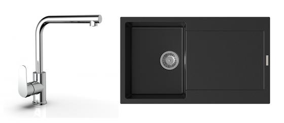 K-StrongSinks S3 mosogató szett Zala 860, fekete + Stréva csaptelep, króm