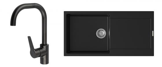 K-StrongSinks S3 mosogató szett Zala 1000, fekete + Garonne csaptelep, fekete