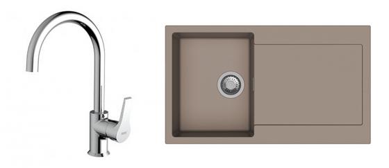 K-StrongSinks S3 mosogató szett Zala 860, barna + Rhona csaptelep, króm