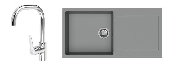 K-StrongSinks S3 mosogató szett Zala 1000, szürke + Garonne csaptelep, króm