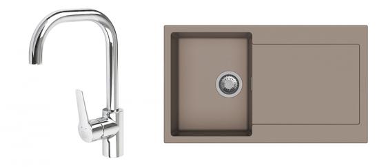 K-StrongSinks S3 mosogató szett Zala 860, barna + Garonne csaptelep, króm