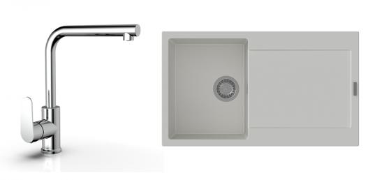 K-StrongSinks S3 mosogató szett Zala 860, fehér + Stréva csaptelep, króm