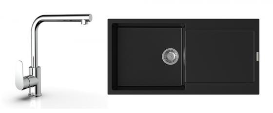 K-StrongSinks S3 mosogató szett Zala 1000, fekete + Stréva csaptelep, króm