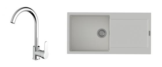 K-StrongSinks S3 mosogató szett Zala 1000, fehér + Seina csaptelep, króm