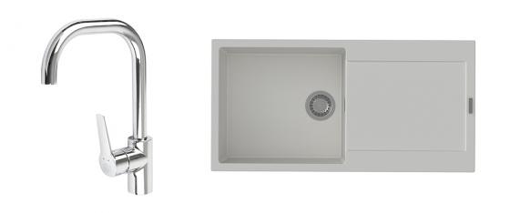 K-StrongSinks S3 mosogató szett Zala 1000, fehér + Garonne csaptelep, króm