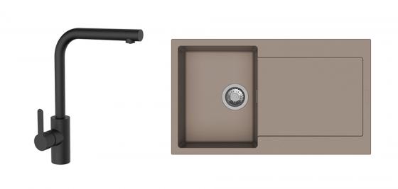 K-StrongSinks S3 mosogató szett Zala 860, barna + Ipoly csaptelep, fekete