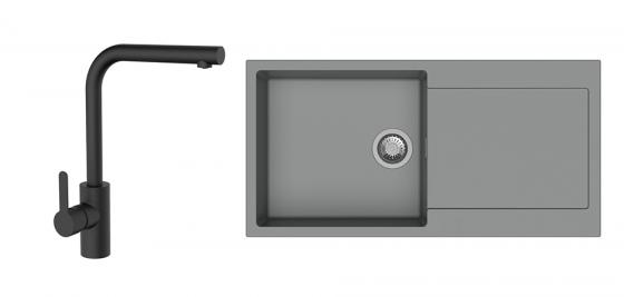 K-StrongSinks S3 mosogató szett Zala 1000, szürke + Ipoly csaptelep, fekete