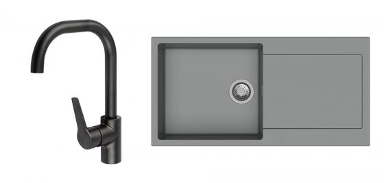 K-StrongSinks S3 mosogató szett Zala 1000, szürke + Garonne csaptelep, fekete