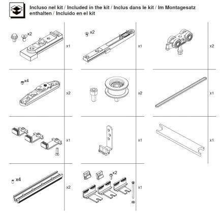 TERNO T-Belt Step sada kování pro prostřední dveře 80kg černá