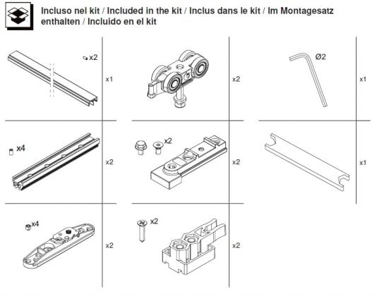 TERNO T-Belt Universal sada kování pro poslední dveře 80kg černá