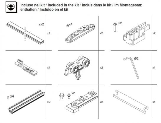 TERNO T-Belt univerzális szerelvénykészlet szinkronajtókhoz 80 kg, fekete