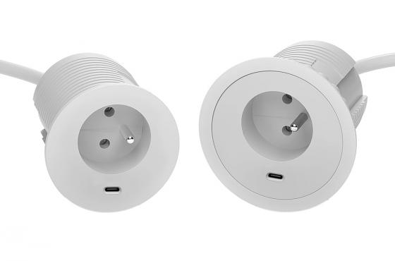 VersaTag 1x 230V,  Francia 1x USB-C, fehér