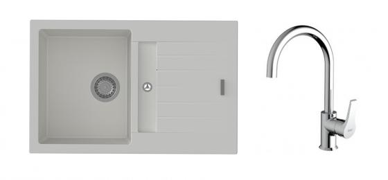 K-StrongSinks S3 mosogató szett Vardar 780 fehér + Rhona csaptelep króm