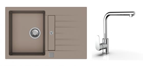 K-StrongSinks S3 mosogató szett Vardar 780 bézs +  Stréva csaptelep króm
