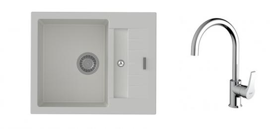 K-StrongSinks S3 mosogató szett Vardar 615 fehér + Rhona csaptelep króm