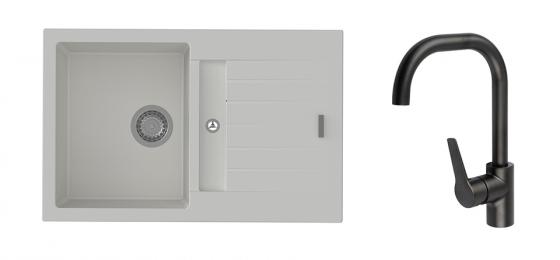 K-StrongSinks S3 mosogató szett Vardar 780 fehér + Garonne csaptelep fekete