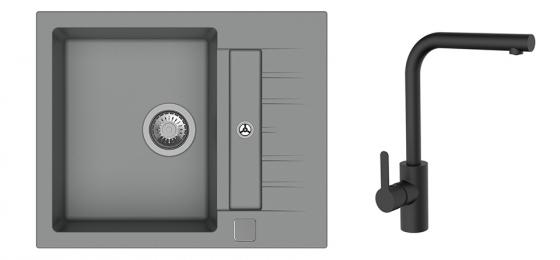 K-StrongSinks S3 mosogató szett Vardar 615 szürke + Ipoly csaptelep fekete