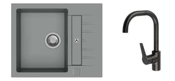 K-StrongSinks S3 mosogató szett Vardar 615 szürke + Garonne csaptelep fekete