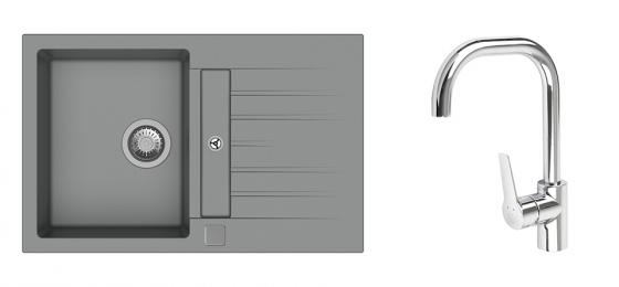 K-StrongSinks S3 mosogató szett Vardar 780 szürke + Garonne csaptelep króm