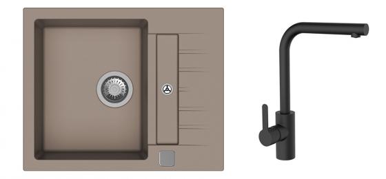 K-StrongSinks S3 mosogató szett Vardar 615 bézs + Ipoly csaptelep fekete