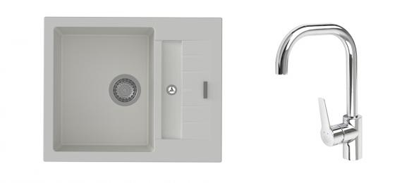K-StrongSinks S3 mosogató szett Vardar 615 fehér + Garonne csaptelep króm
