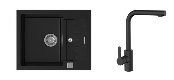 K-StrongSinks S3 mosogató szett Vardar 615 fekete + Ipoly csaptelep fekete