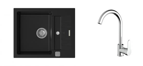 K-StrongSinks S3 mosogató szett Vardar 615 fekete + Seina csaptelep króm