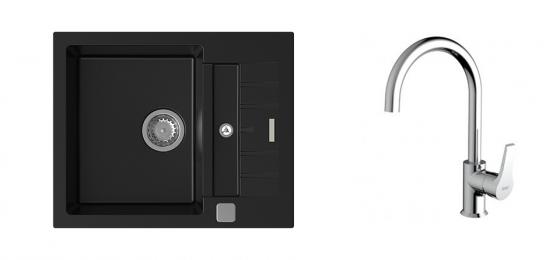 K-StrongSinks S3 mosogató szett Vardar 615 fekete + Rhona csaptelep króm