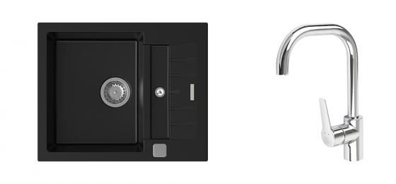 K-StrongSinks S3 mosogató szett Vardar 615 fekete + Garonne csaptelep króm