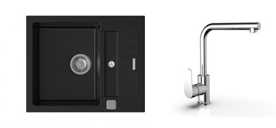 K-StrongSinks S3 mosogató szett Vardar 615 fekete + Stréva csaptelep króm